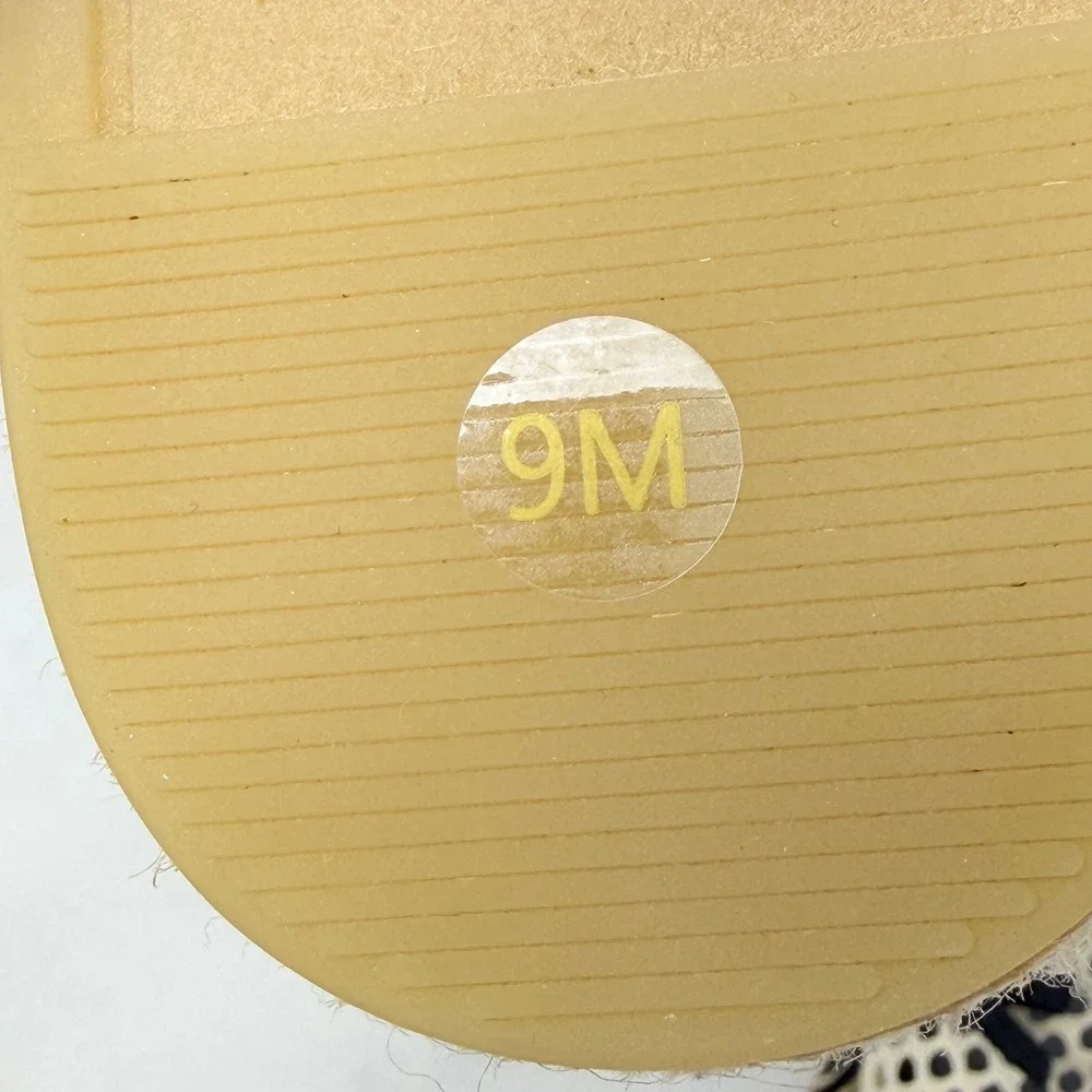 Tory Burch Mesh Bow Espadrille Flats Cream Black Womens 9M Slip On Shoes